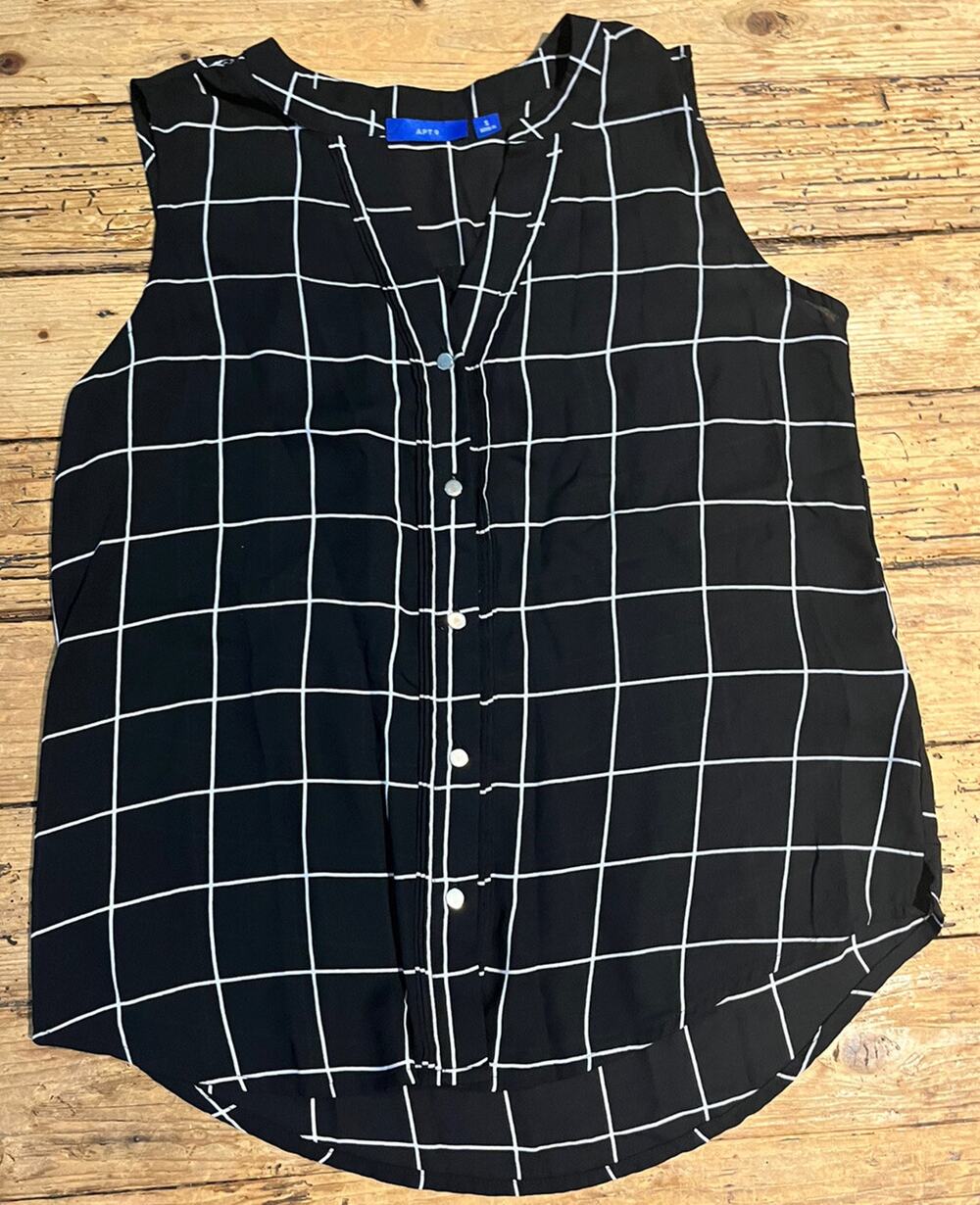 Apt 9 Womens Size S Black White Pattern Sleeveless Blouse NWOT